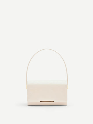 beige patent-effect rigid clutch