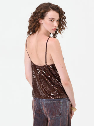 Dark Brown Sequin Top