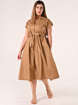 Chemisier Curvy in Cotone Beige