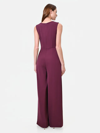 Elegant Burgundy Asymmetric Drape Jumpsuit