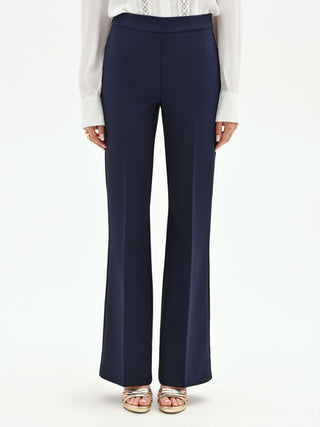 Pantaloni a zampa blu in tessuto tecnico