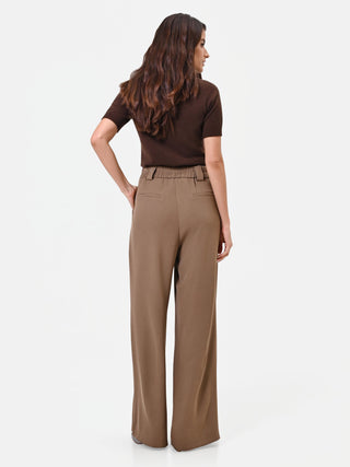 Pantalone tortora a gamba larga