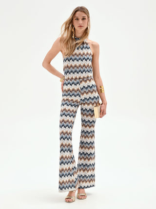 Light Blue Chevron Pattern Trousers