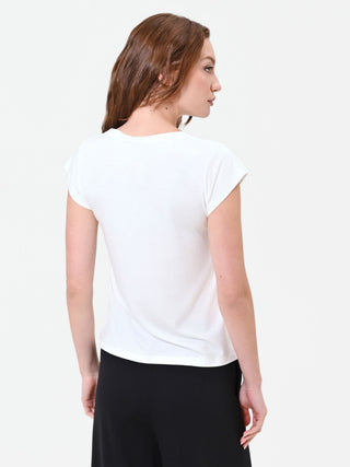 Cremefarbenes T-Shirt mit Dackel-Print