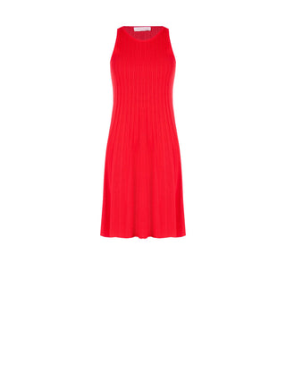 Abito in maglia plissé rosso fragola