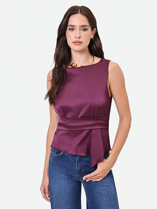 Asymmetrical Burgundy Satin Top
