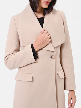 Cappotto Lungo Tortora con Revers Ampi