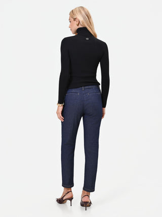 Pantaloni jeans blu con piega centrale regular fit
