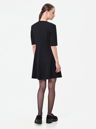 Black Short Dress with Jewel Buttons