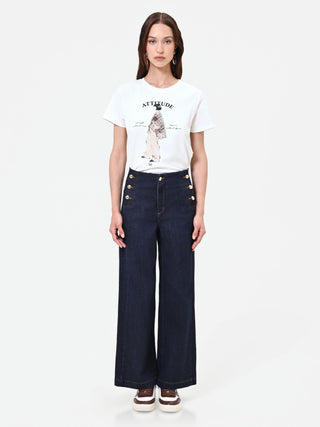Navy Wide-Leg Sailor Jeans
