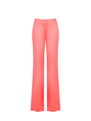 Pantaloni in Raso di Viscosa Rosa Camelia