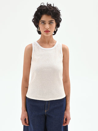 Cream tank top with all-over sequins