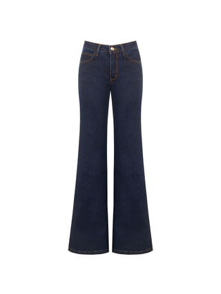 Pantaloni jeans blu navy a palazzo