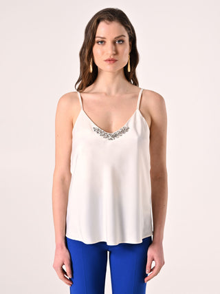 Top Bianco con Inserto Gioiello