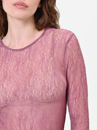 Transparentes Spitzentop in Altrosa