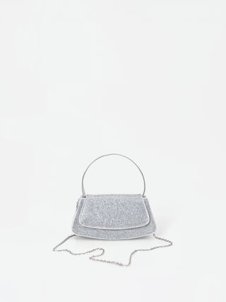 Borsa argento strutturata con strass