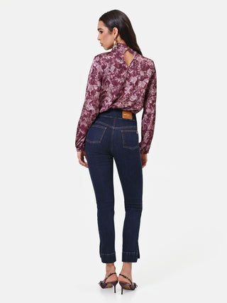 Navy Blue Corset-Waist Jeans