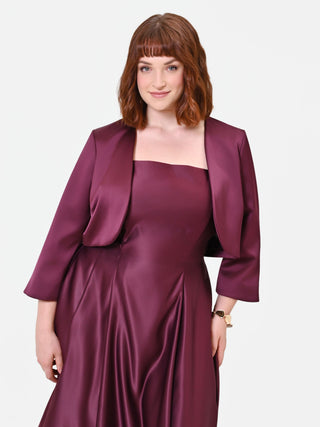 Curvy Burgundy Red Satin Shrug with Zip