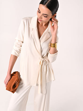 White Jacket in Viscose Satin