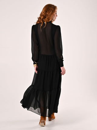Maxi Abito in Crepe Georgette Nero