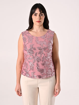 Top Curvy Paillettes Rosa