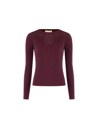 Burgundy Viscose Top with Sheer Details
