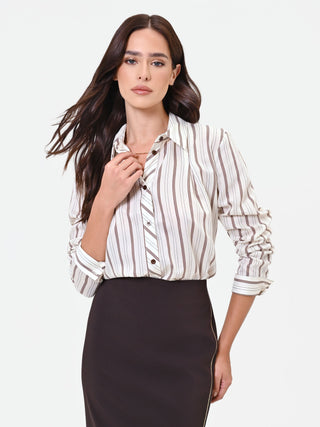 Camicia a righe bianco panna