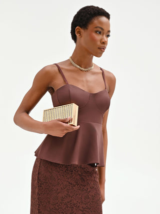 Chocolate Peplum Bustier Top