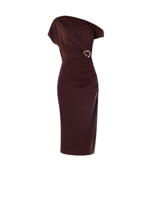 Robe marron à boucle dorée