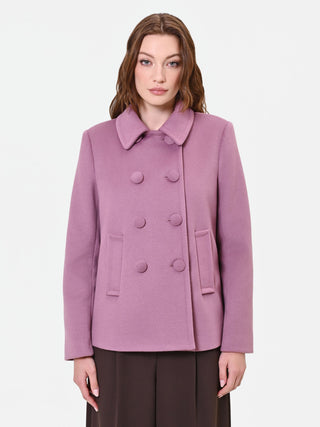 Manteau court croisé vieux rose