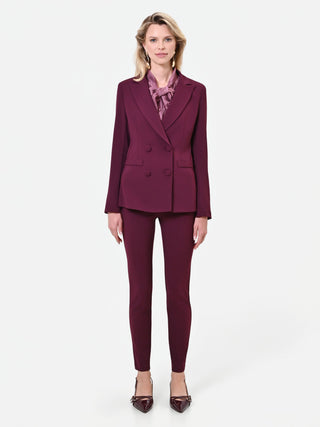 Bordeauxroter Zweireiher-Blazer aus Scuba-Crêpe