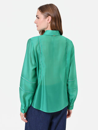 Camicia in Mussola Verde con Inserti