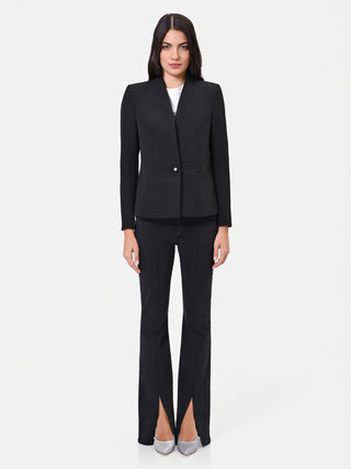 Single-breasted jacket in technical fabric with a stand-up collar