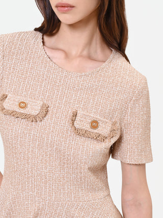 Robe courte taupe effet tweed