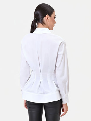 White Cotton Corset-Effect Shirt