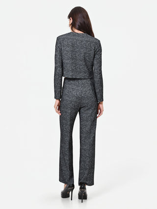 Black Bouclé Trousers with Patch Pockets
