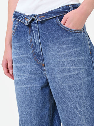 Indigo Blue Jeans with Asymmetrical Closure