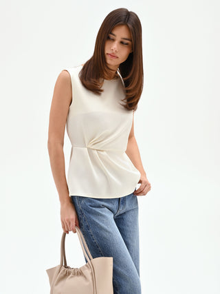 Cream blouse with side draping