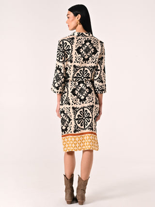 Chemise Dress in Ethnic-print Viscose