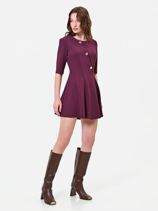 Short Burgundy Dress with Gold Buttons – Rinascimento