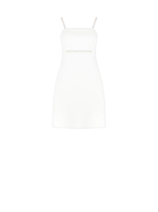 White Sheath Dress with Rhinestone Details
