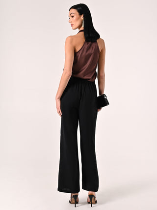 Textured Knot Trousers in Black