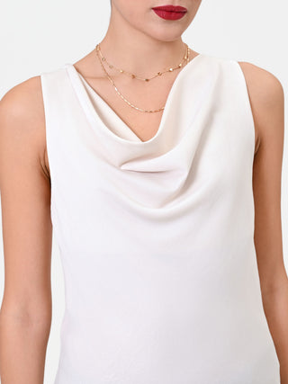 Canotta panna con scollo drappeggiato
