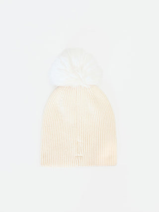 Cappellino bianco con cristalli e pompon