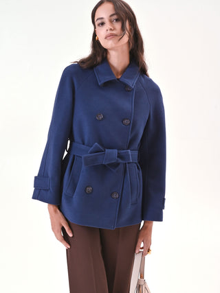 Cappotto Blu Corto in Velour