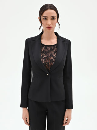 Black Blazer with Monogram Button