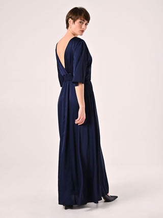 Abito Midi in Raso Blu