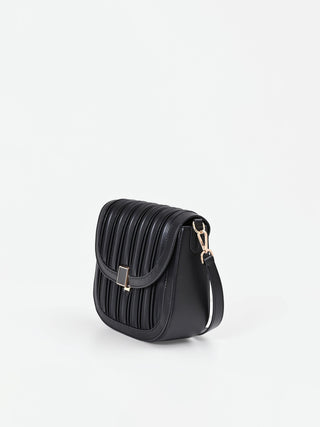 Black Plissé Crossbody Bag