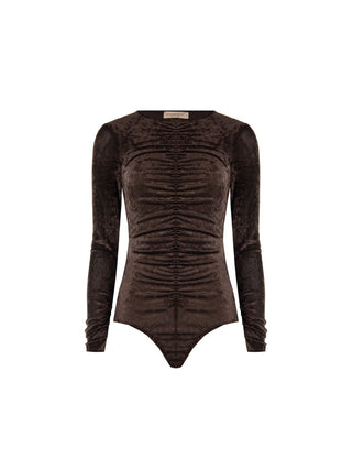 Blusa in velluto stropicciato moro