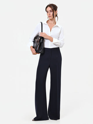 Studio Palazzo-Hose aus navyblauem Crêpe
